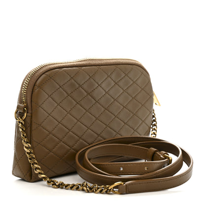Saint Laurent Lambskin Quilted Gaby Zipped Pouch Dark Cork 3 of 11