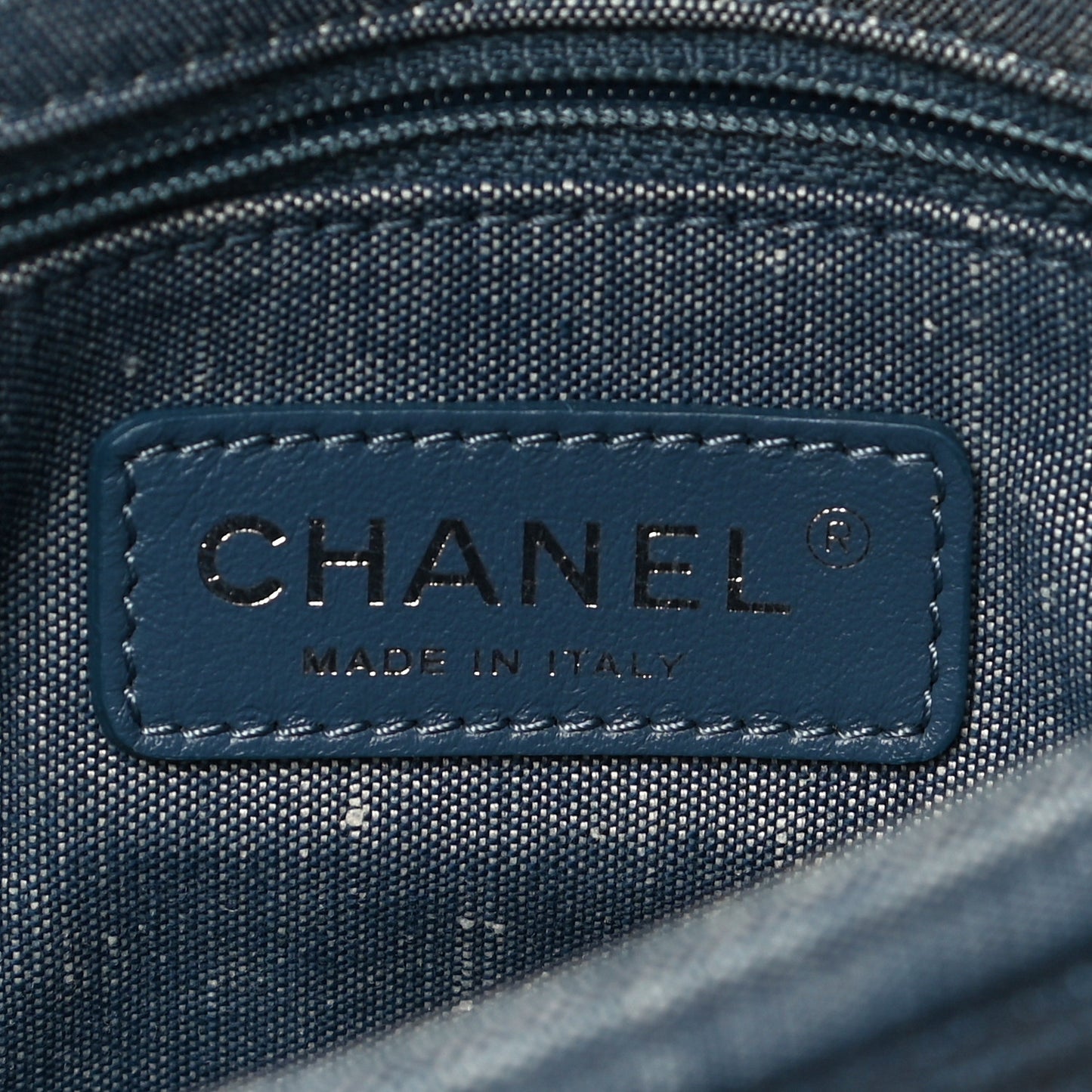 Denim Quilted Small Medallion Flap Blue