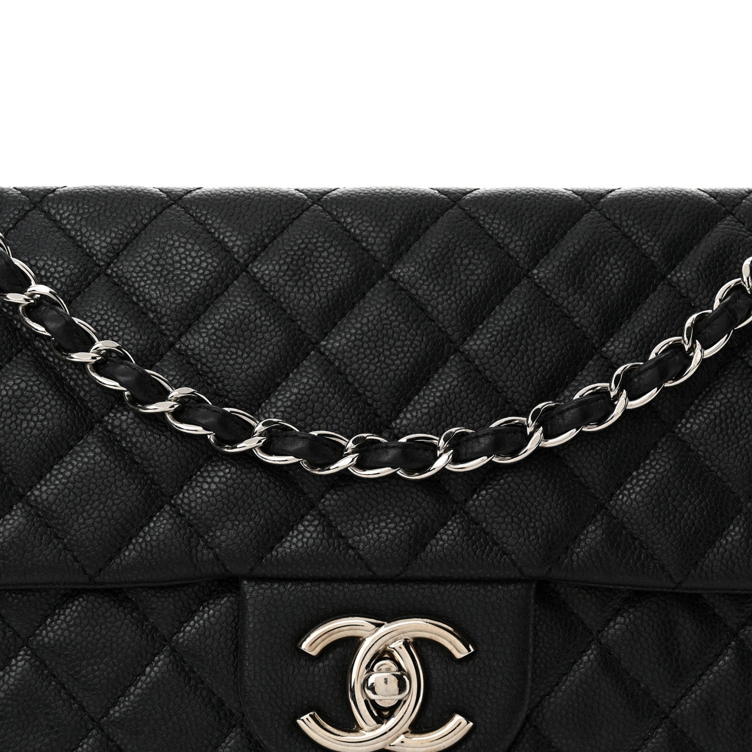 Chanel Washed Caviar Quilted Maxi Single Flap Black 8 of 13