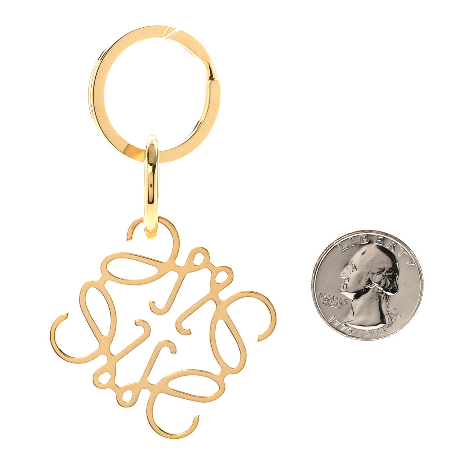 Loewe Metal Anagram Bag Charm Key Holder Gold 2 of 4