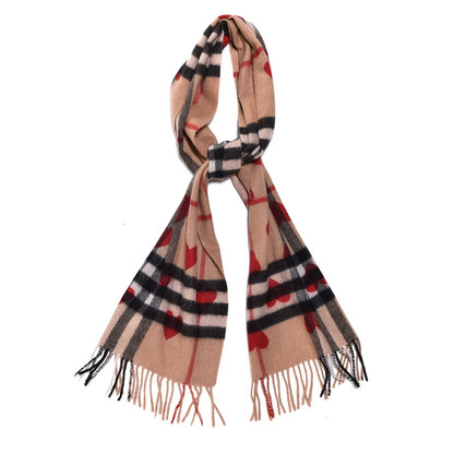 Burberry Cashmere Giant Heart Fringe Scarf Camel 1 of 4