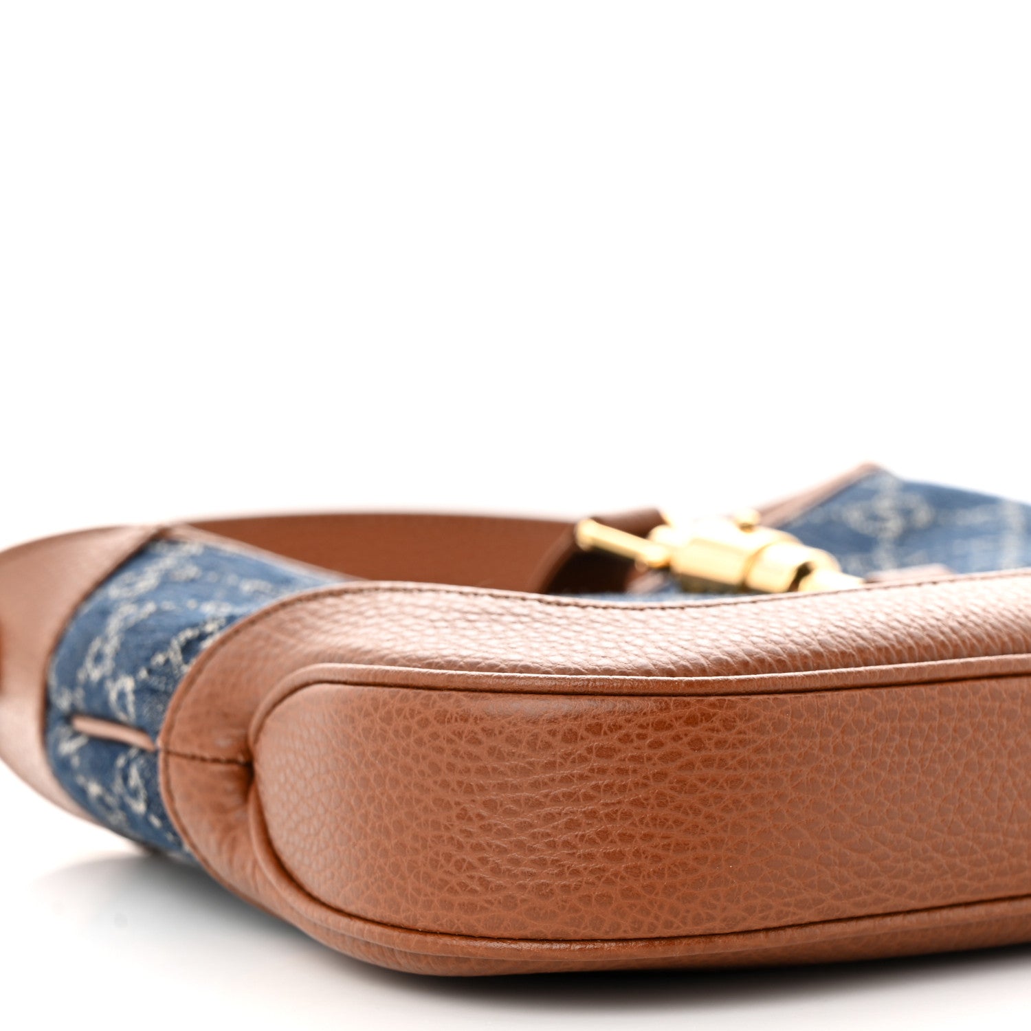 Gucci New Denim GG Monogram Calfskin Small Jackie 1961 Hobo Blue Tea Cuir 9 of 10