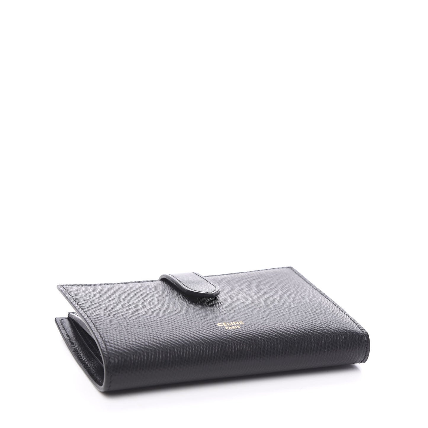 Grained Calfskin Medium Multifunction Strap Wallet Black
