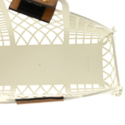 Fendi Recycled Plastic Vitello Liberty Matte Small Fendi Basket White Ice Miele Scuro 5 of 12