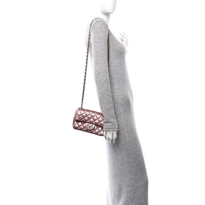 Chanel Metallic Lambskin Quilted Mini Rectangular Flap Pink 2 of 11