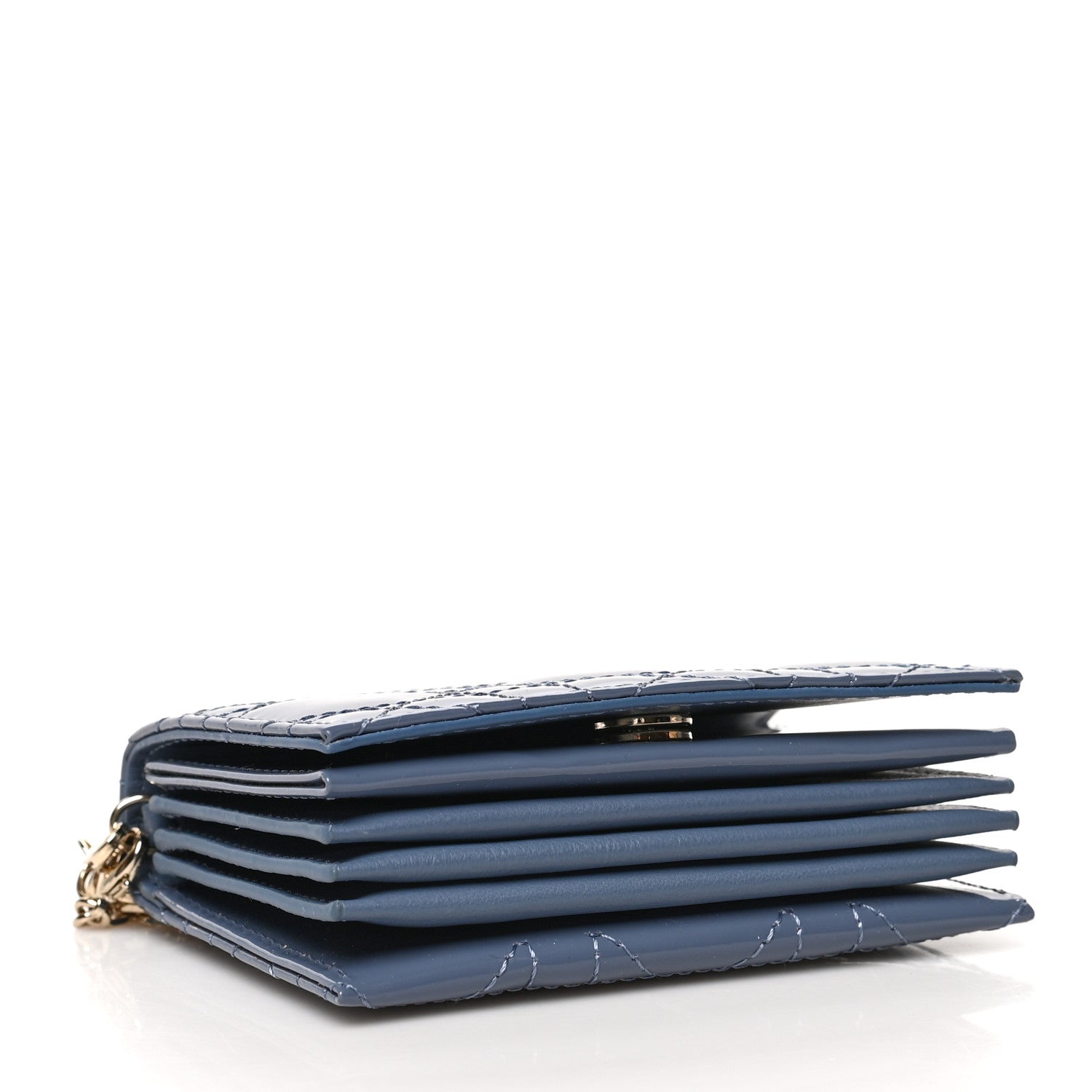 Christian Dior Patent Cannage Mini Pouch on Chain Navy Blue 3 of 6