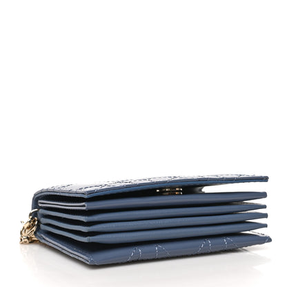Christian Dior Patent Cannage Mini Pouch on Chain Navy Blue 3 of 6