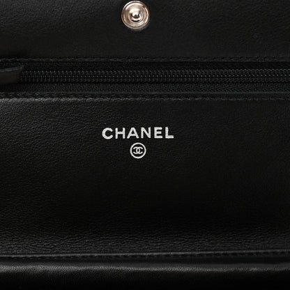 Chanel Striated Patent Quilted Wallet on Chain WOC Black 6 of 12