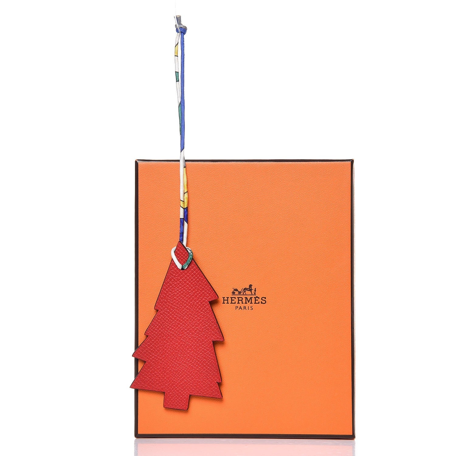 Hermes Epsom Togo Petit H Pine Tree Bag Charm Rouge Casaque Graphite 4 of 4