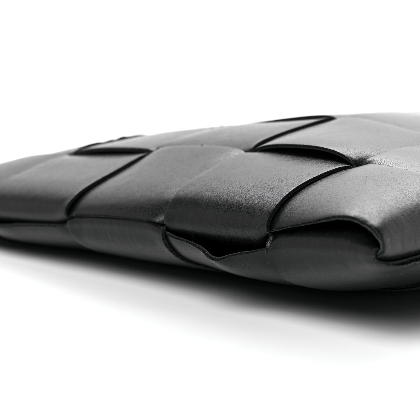 Nappa Maxi Intrecciato Medium Cassette Flat Zip Pouch Black