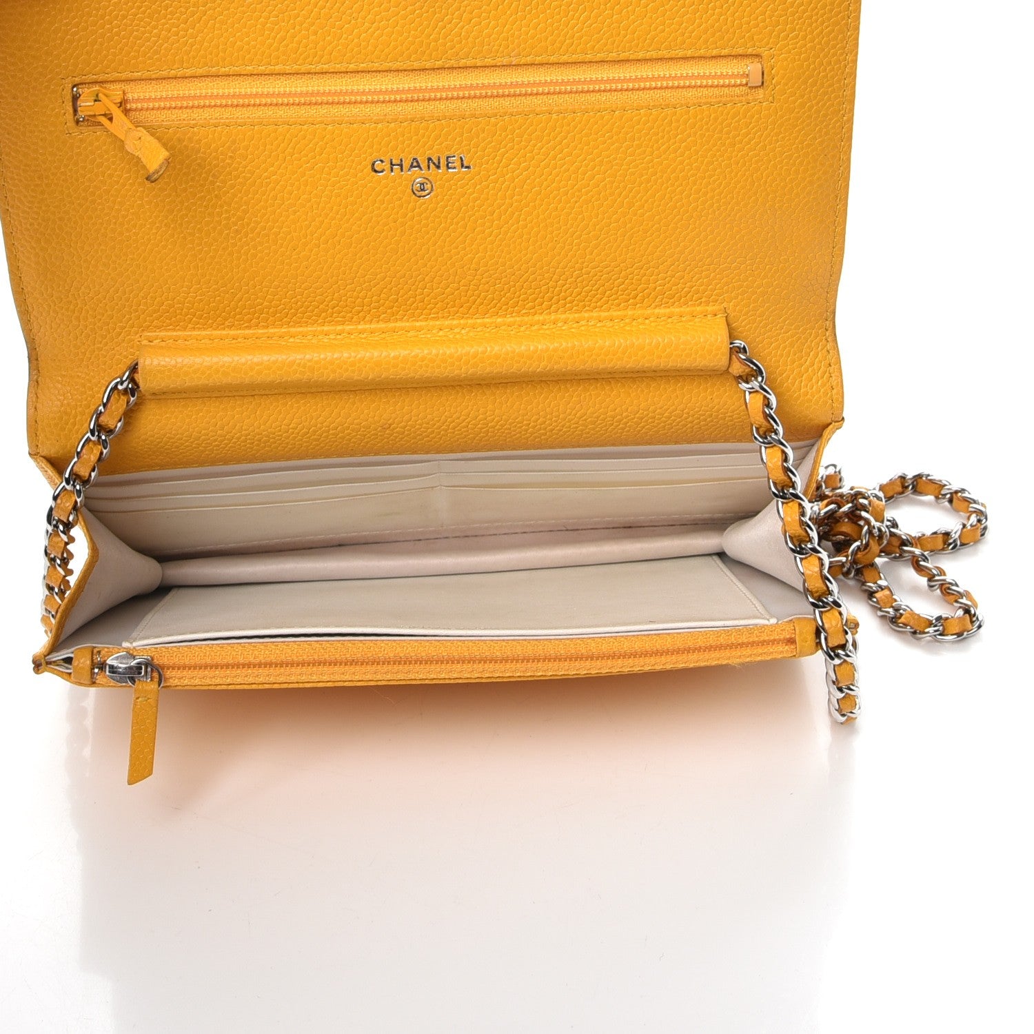 Chanel Caviar Wallet On Chain WOC Yellow 5 of 15