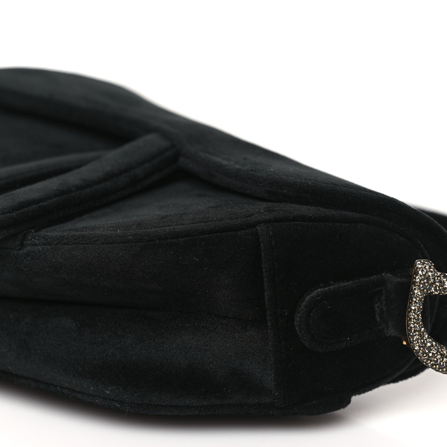Velvet Crystal Mini Saddle Bag Black