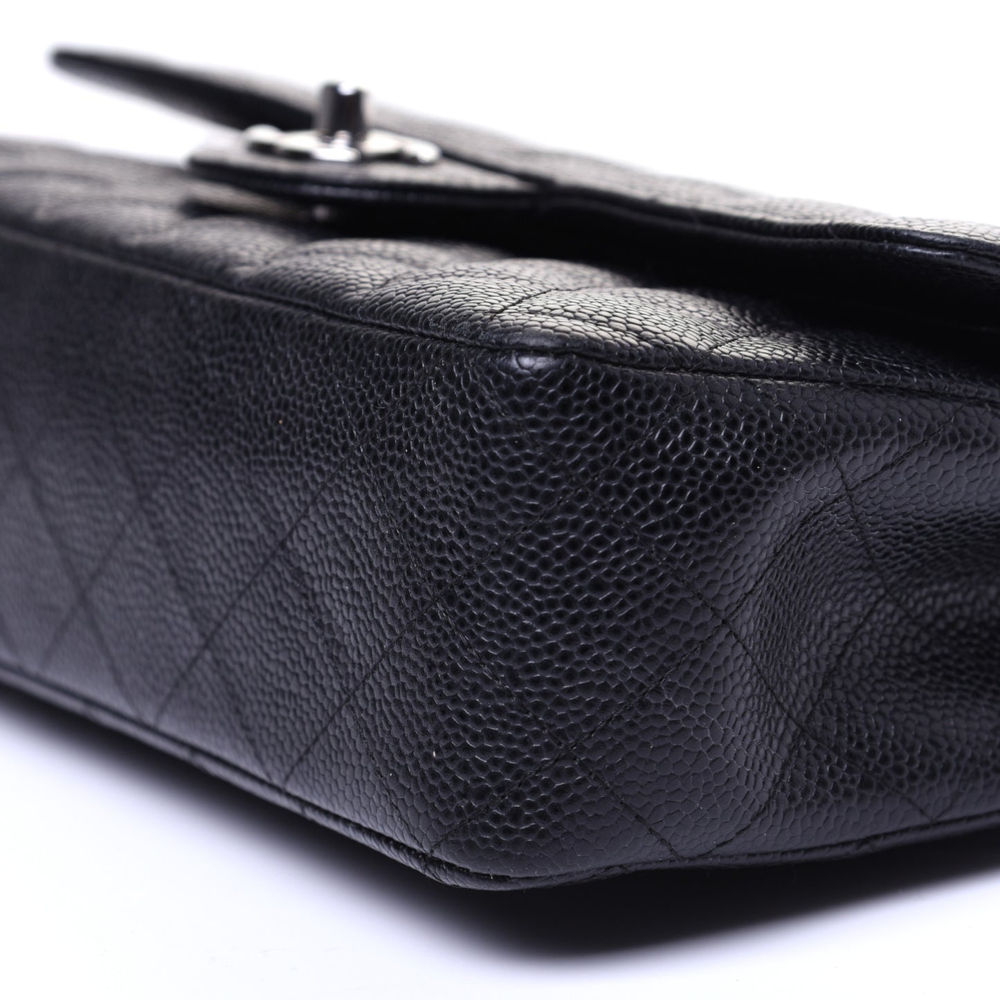 Caviar Quilted Medium Double Flap Black