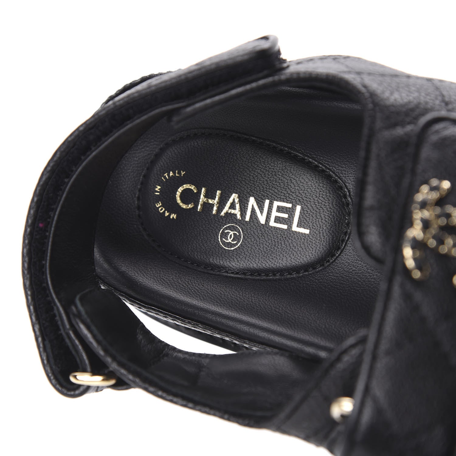 Chanel Grained Calfskin Velcro Dad Sandals 37 Black 7 of 10