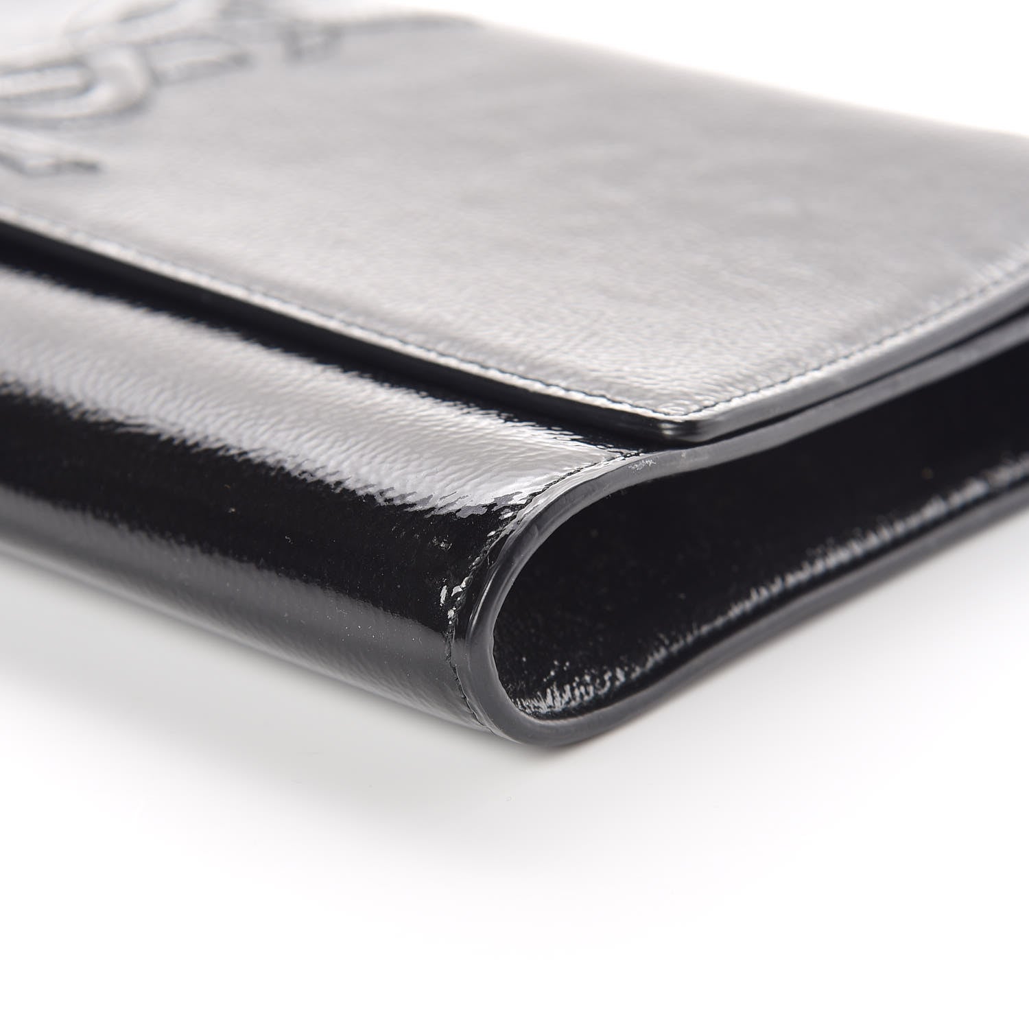 Saint Laurent Textured Patent Monogram Large Belle De Jour Clutch Black 8 of 9