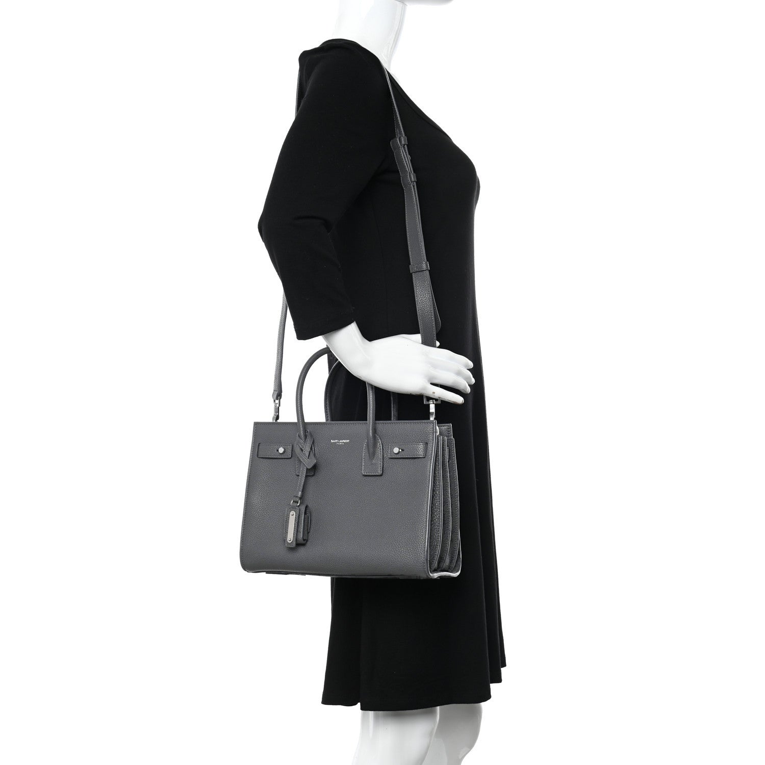 Saint Laurent Grained Calfskin Baby Sac De Jour Souple Storm 2 of 10