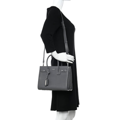 Saint Laurent Grained Calfskin Baby Sac De Jour Souple Storm 2 of 10