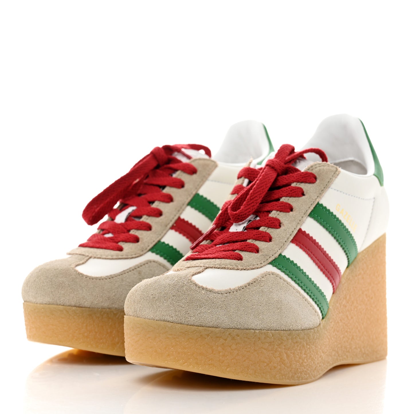 X ADIDAS Suede Madeira Gazelle Wedge Sneakers 36 Oatmeal White New Shamarock Hibiscus Red