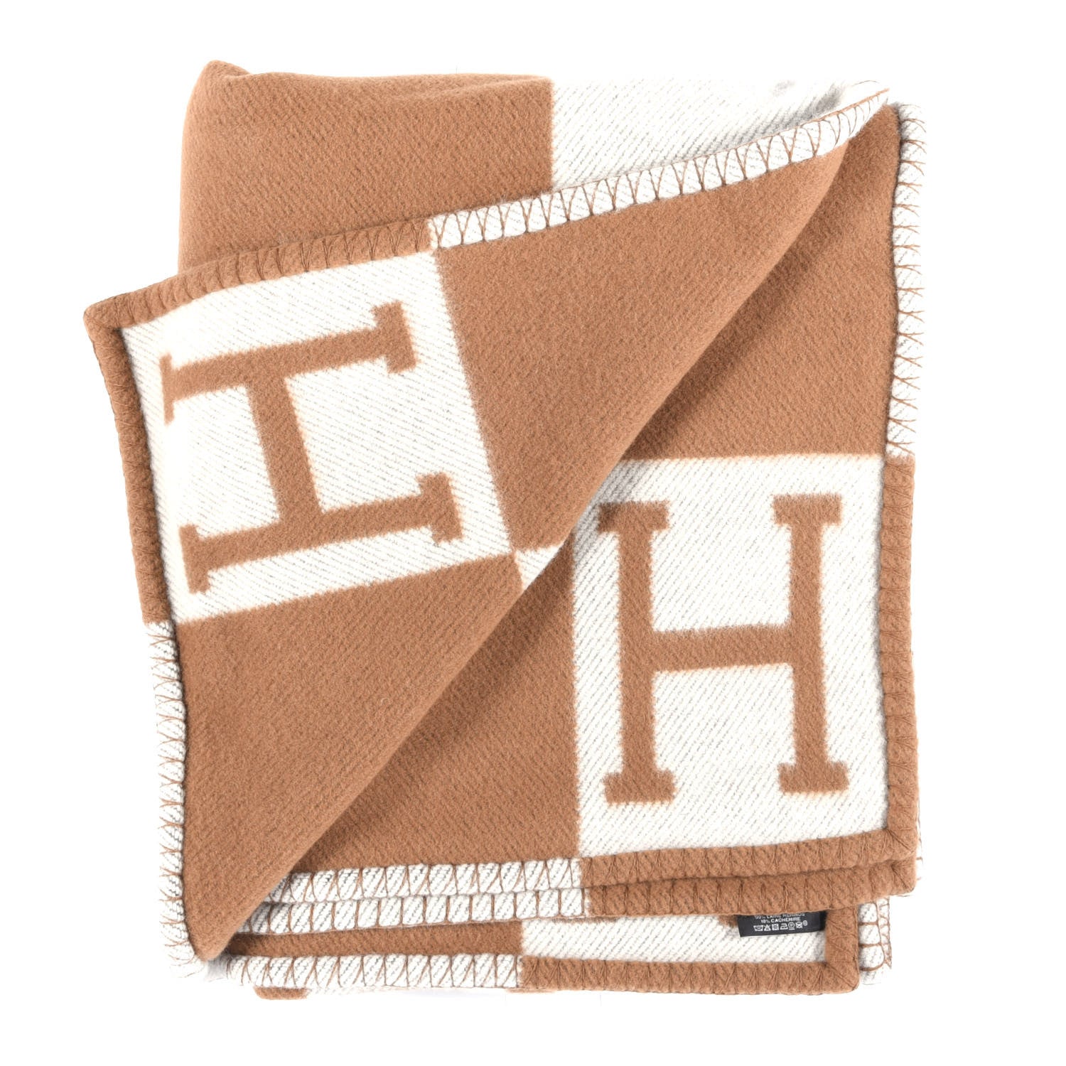Hermes Wool Cashmere Avalon Blanket Ecru Camel 4 of 6