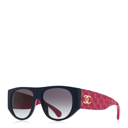Chanel Acetate Quilted CC Pilot Sunglasses 71465 Pink Black 2 of 17