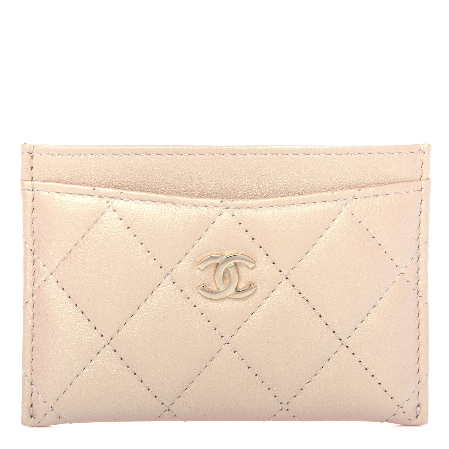 Chanel Iridescent Calfskin Quilted Card Holder Beige 1 of 9