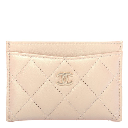Chanel Iridescent Calfskin Quilted Card Holder Beige 1 of 9