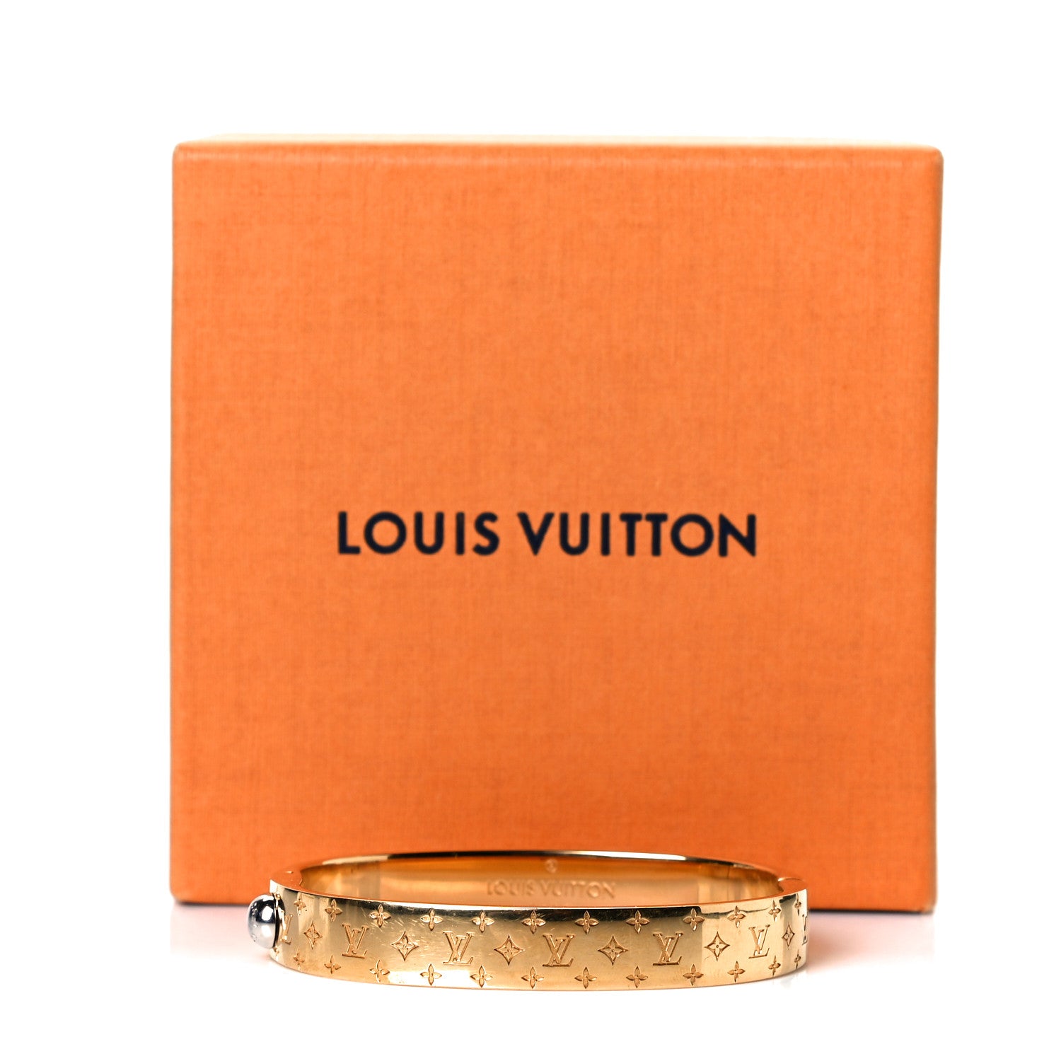 Louis Vuitton Brass Monogram Nanogram Cuff S Gold 4 of 4