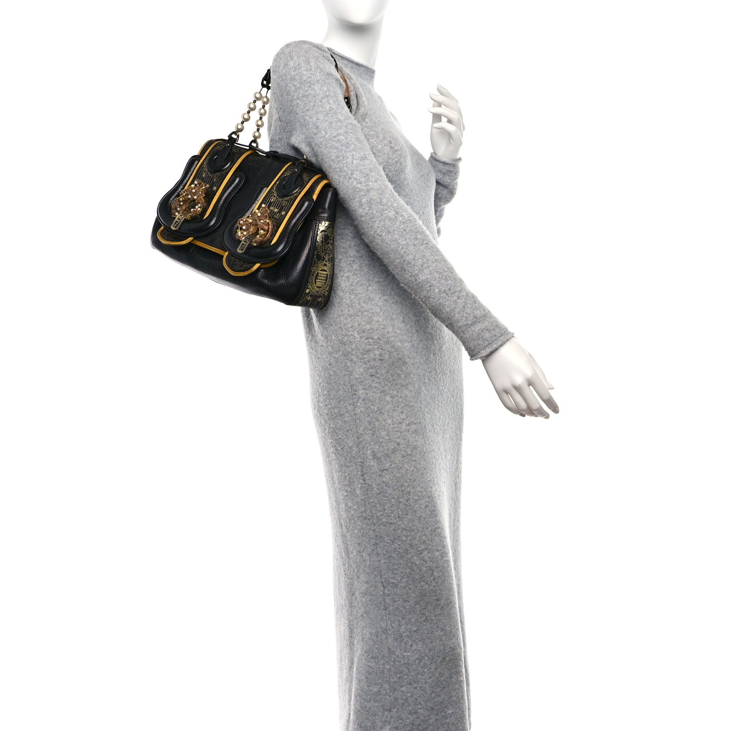 Calfskin Embellished B Bag Black