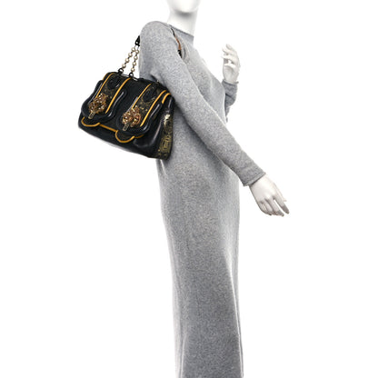 Fendi Calfskin Embellished B Bag Black 2 of 12