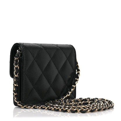 Chanel Caviar Quilted Flap Card Holder On Chain Black 2 of 8