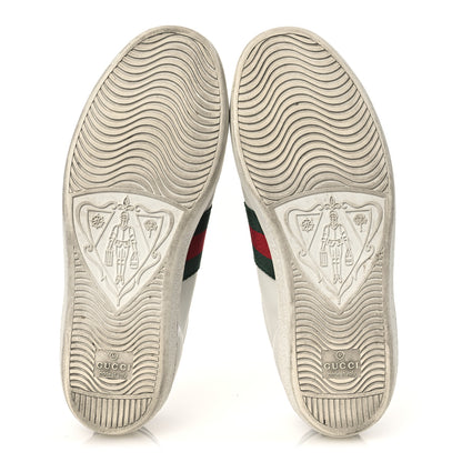 Gucci Calfskin Crocodile Web Womens Ace Sneakers 36 White Green 7 of 14