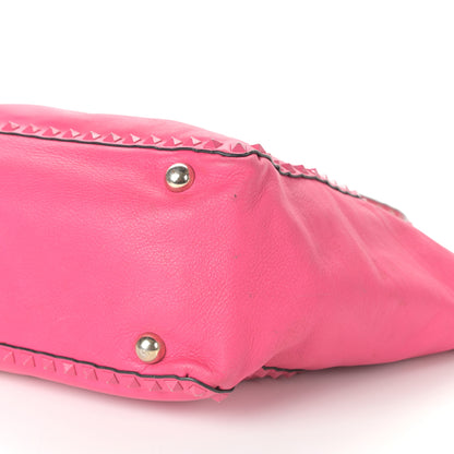 Valentino Garavani Vitello Monochrome Medium Rockstud Tote Pop Fuxia 10 of 10