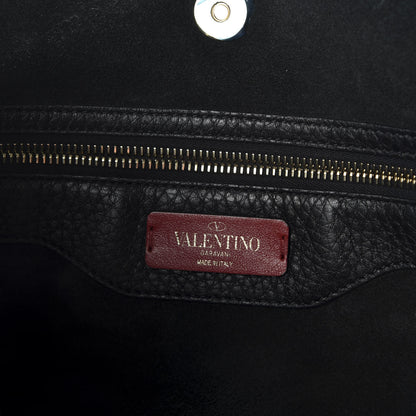 Valentino Garavani Grained Calfskin Rockstud Shoulder Tote Black 6 of 9