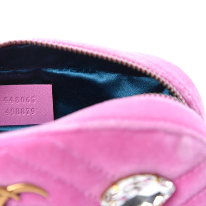 Gucci Velvet Matelasse Marquise Crystals Mini GG Marmont Chain Shoulder Bag Malva 9 of 10
