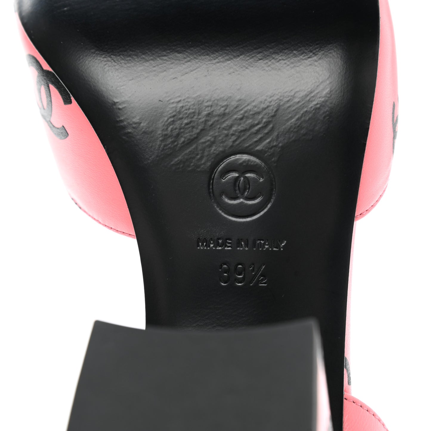 Lambskin Printed CC Sandals 39.5 Pink Black