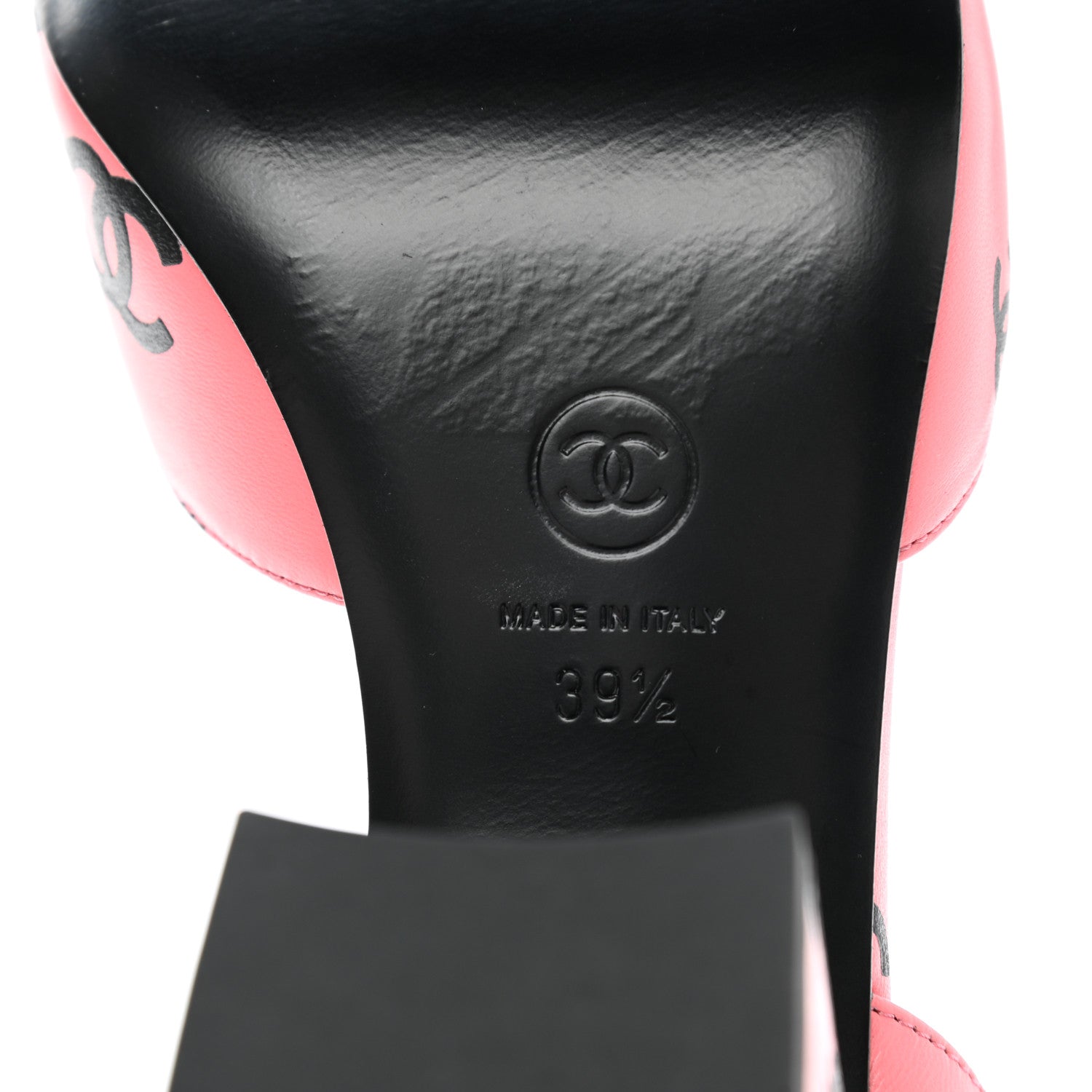 Chanel Lambskin Printed CC Sandals 39.5 Pink Black 6 of 10