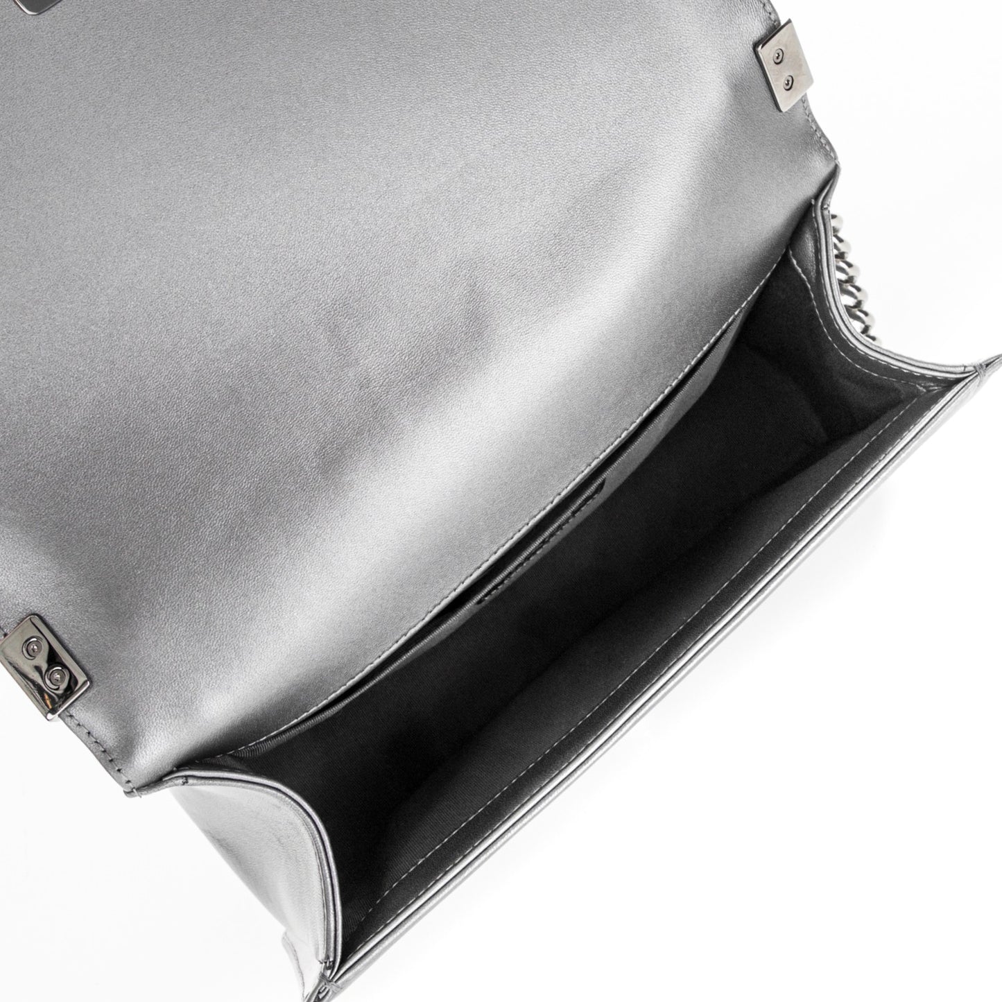 Tweed Metallic Lambskin Medium Boy Flap Silver