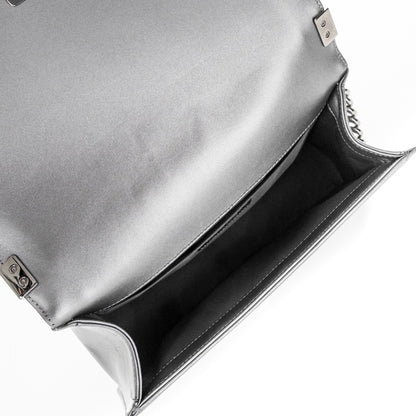 Chanel Tweed Metallic Lambskin Medium Boy Flap Silver 5 of 7