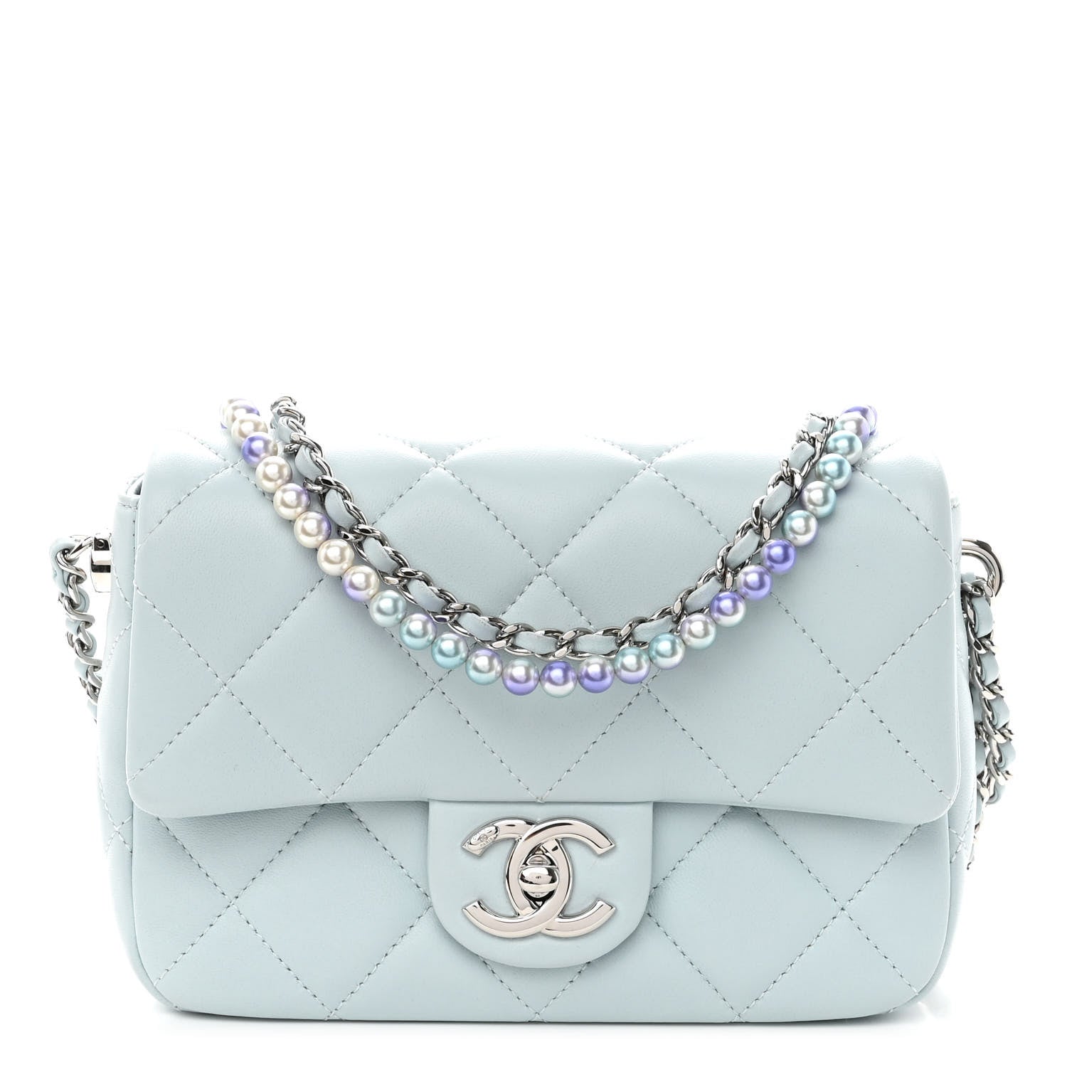 Chanel Lambskin Quilted Mini My Perfect Flap Light Blue 1 of 10