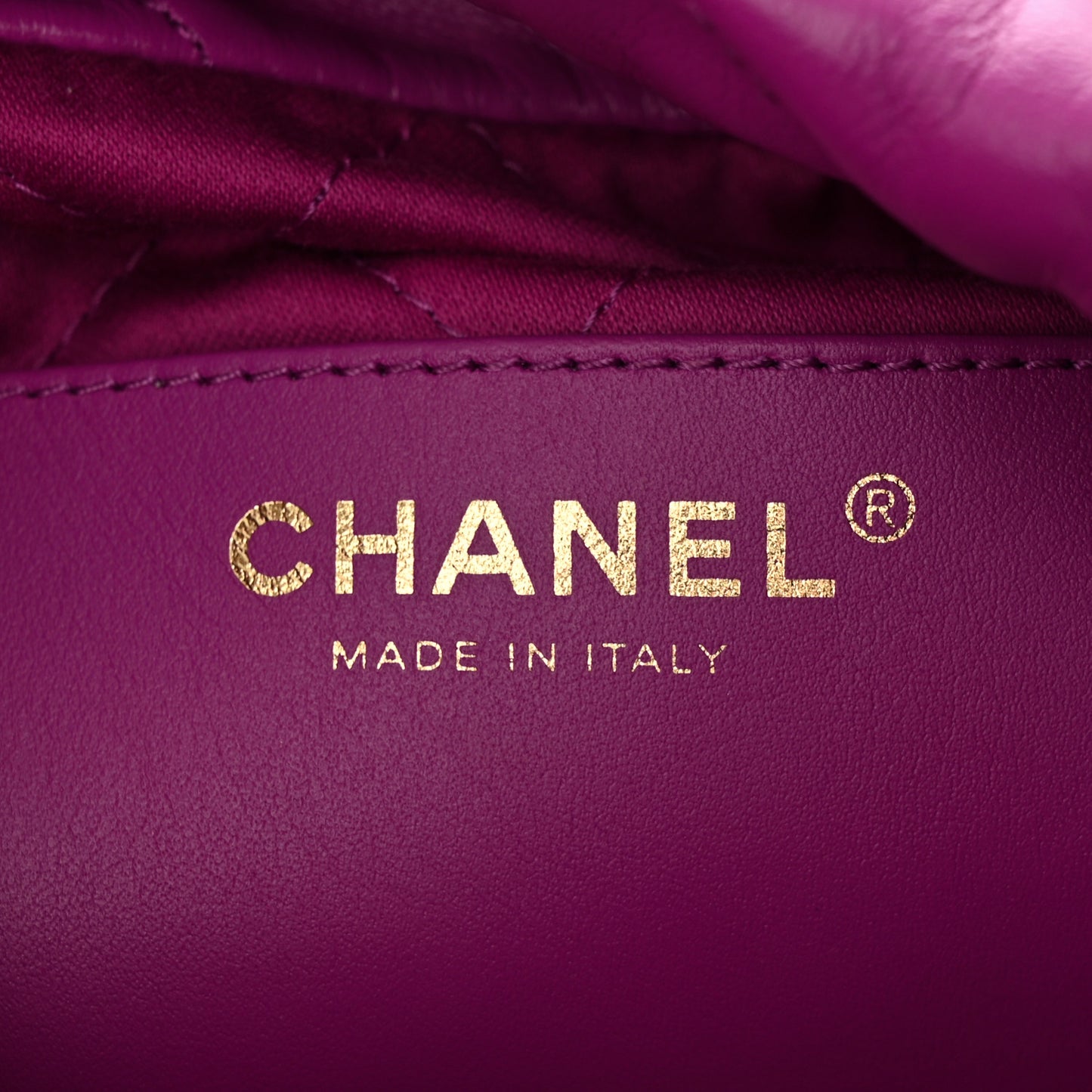 Shiny Calfskin Quilted Mini Chanel 22 Purple
