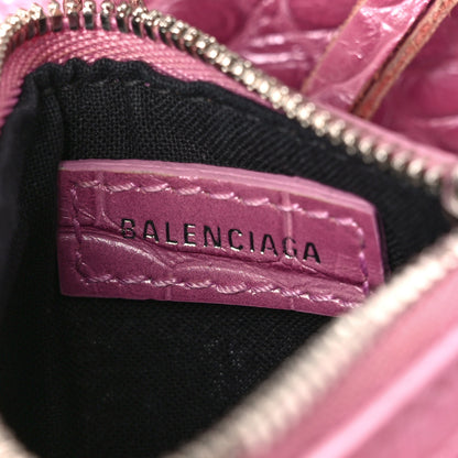 Balenciaga Metallic Extra Supple Calfskin Crystal Crocodile Embossed Small Le Cagole Shoulder Bag Pink 10 of 14