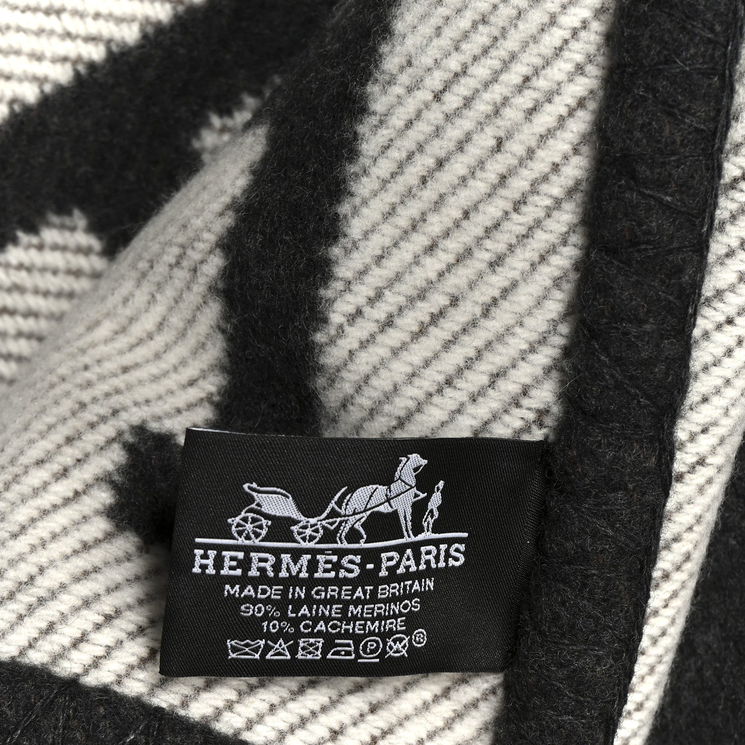 Hermes Wool Cashmere Avalon III Blanket Ecru Gris Fonce 3 of 3