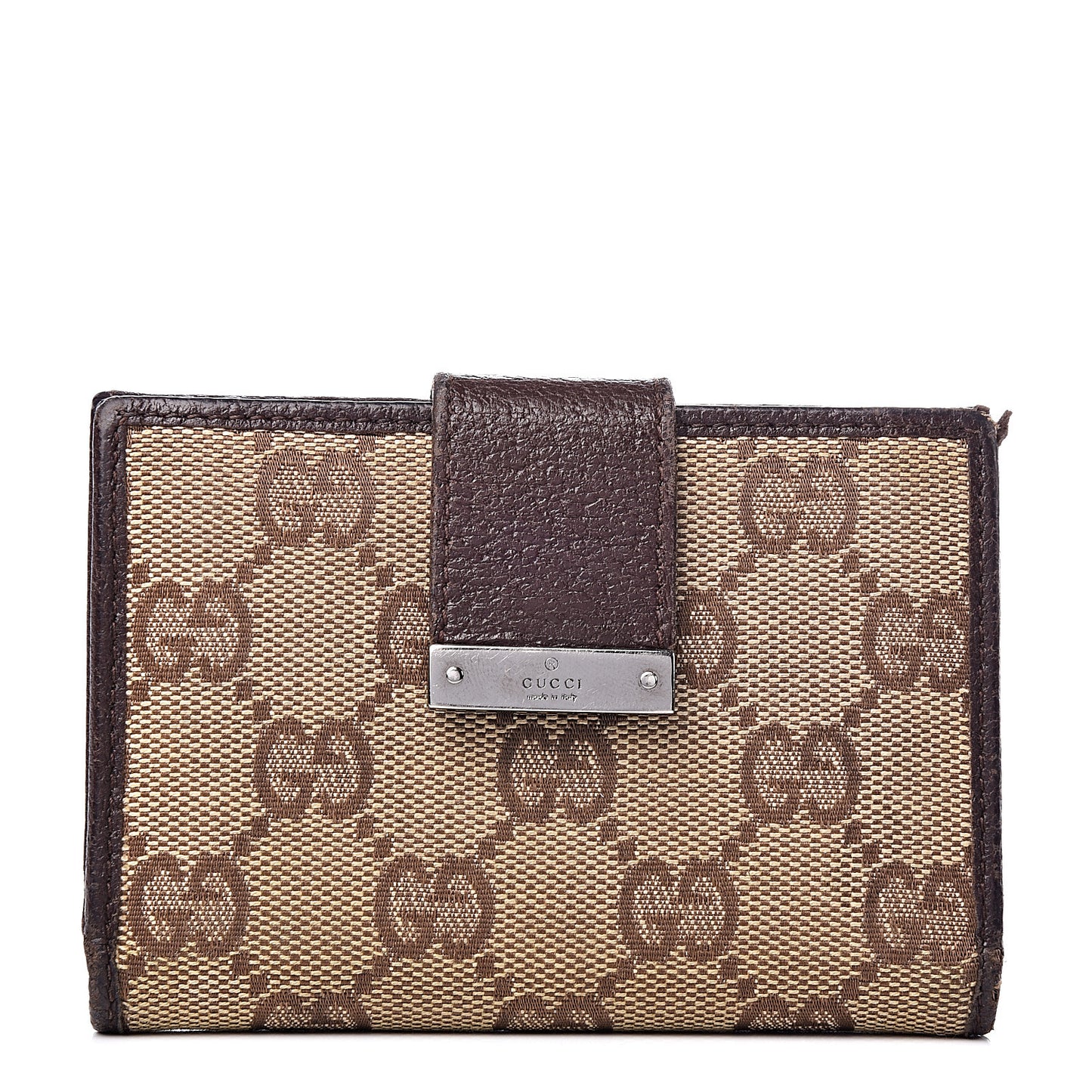 Monogram Metal Bar Compact Flap Wallet Dark Brown