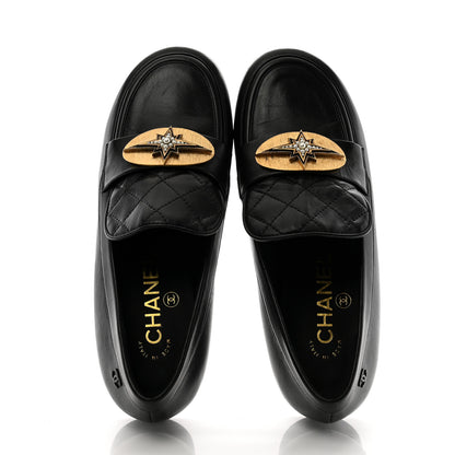 Chanel Lambskin Quilted Pearl Embellished Mocassin Loafers 35 Black 2 of 11