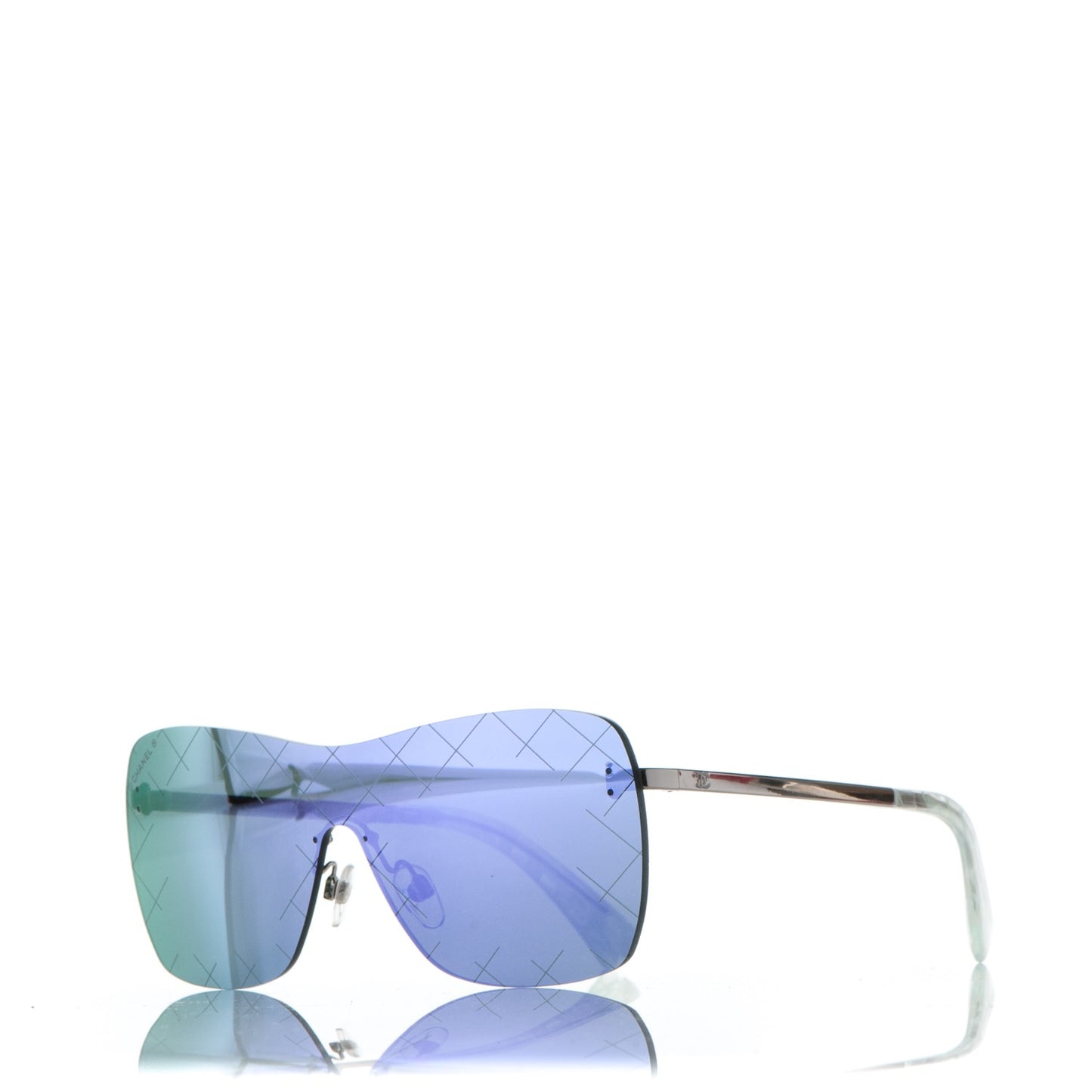 Shield Runway Sunglasses 4215 Silver Blue Mirror