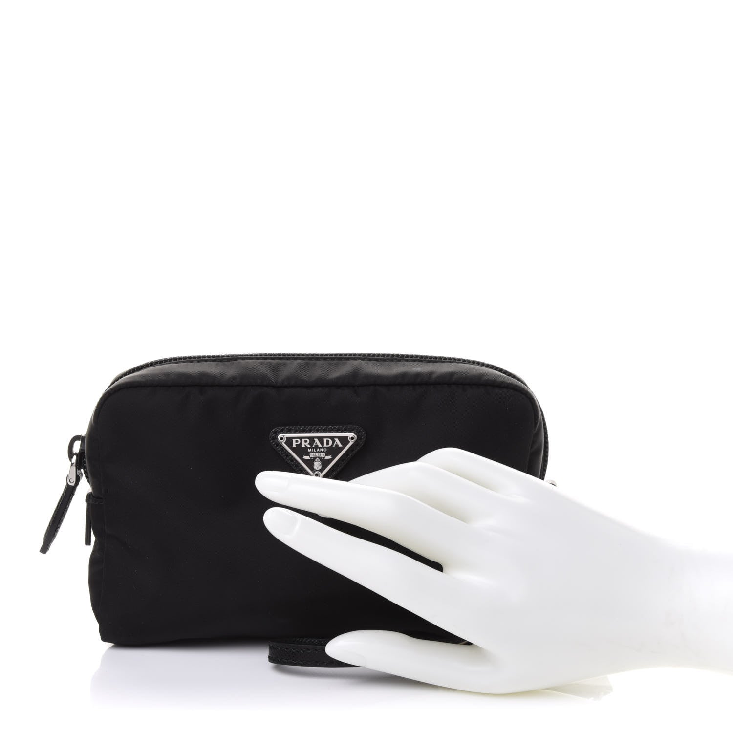 Prada Tessuto Nylon Saffiano Wristlet Black 2 of 11