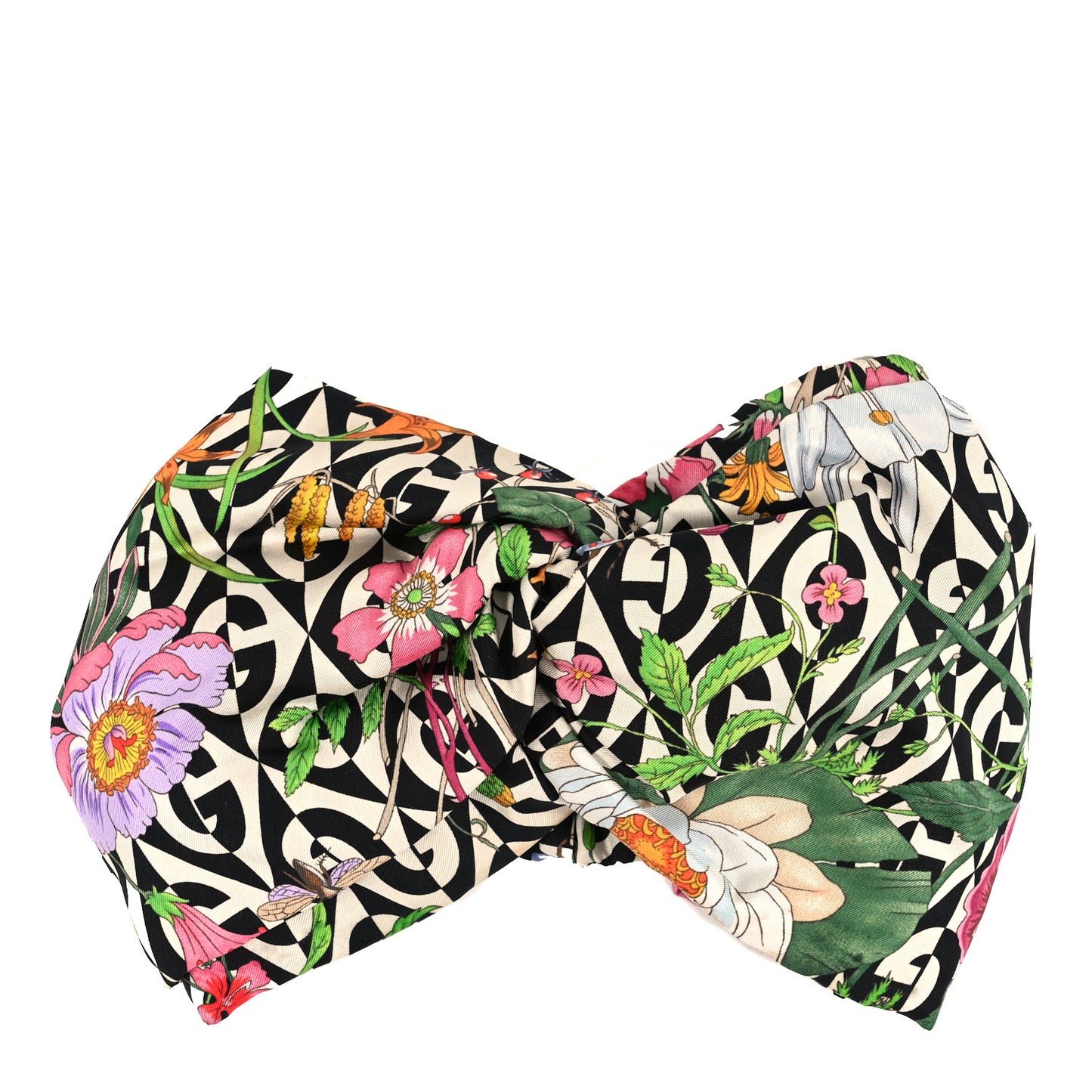 Silk G Rhombus Flora Print Headband M Multicolor
