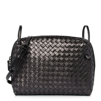 Bottega Veneta Metallic Nappa Intrecciato Nodini Crossbody Messenger Dark Grey 1 of 12