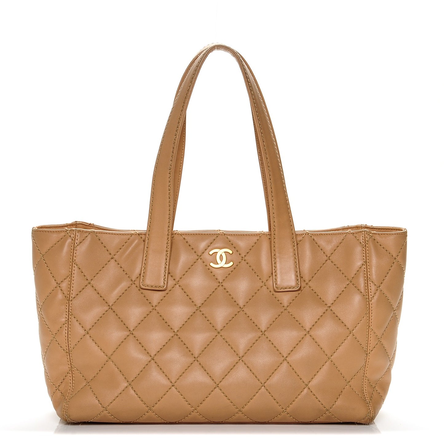 Calfskin Quilted Tote Beige