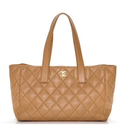 Chanel Calfskin Quilted Tote Beige 1 of 7